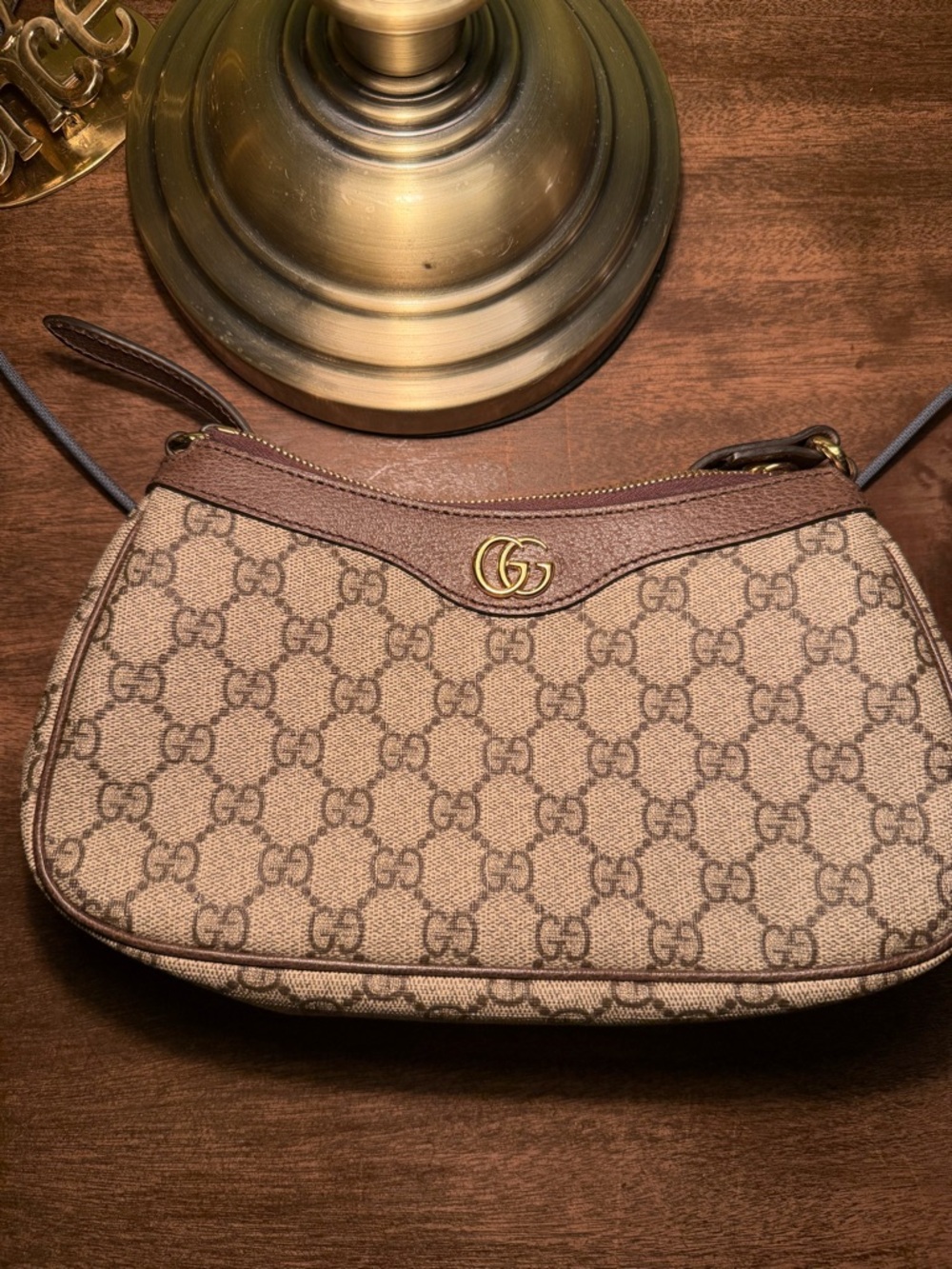 Gucci Ophidia Small Shoulder Bag Brown Monogram Leather Gold Hardware NWT